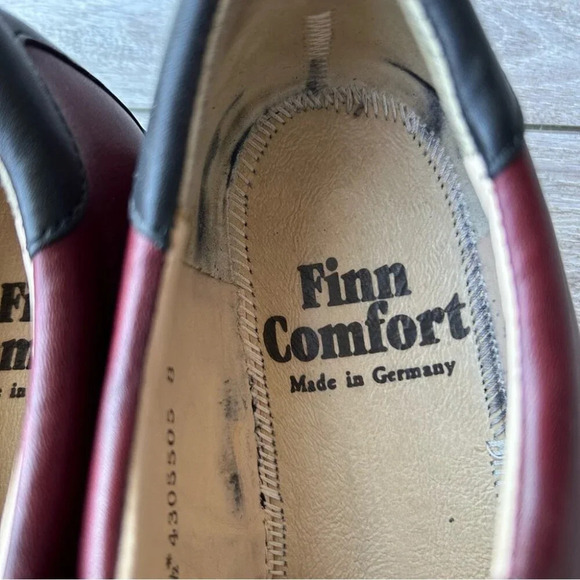 FINN COMFORT Dijon Burgundy/Red Leather Lace Up Loafers Made In Germany - Picture 8 of 16
